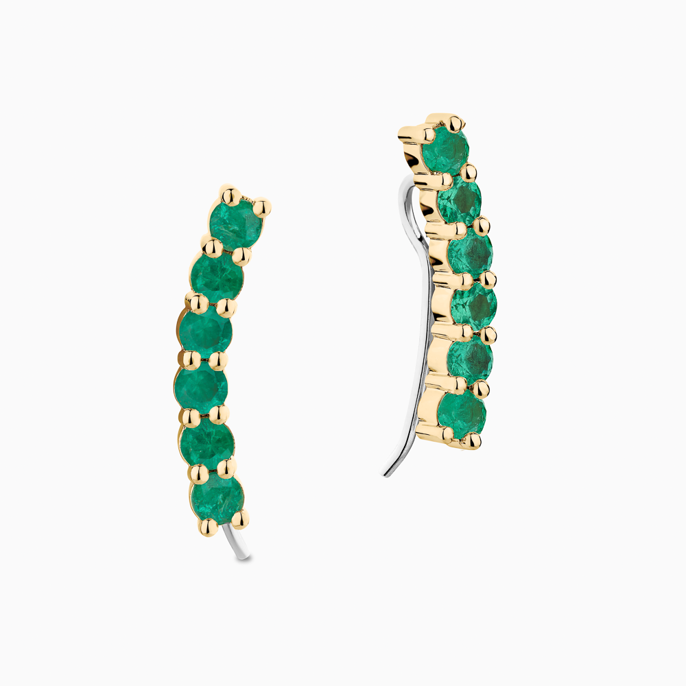 The Ecksand Emerald Crawler Earrings shown with  in 14k Yellow Gold