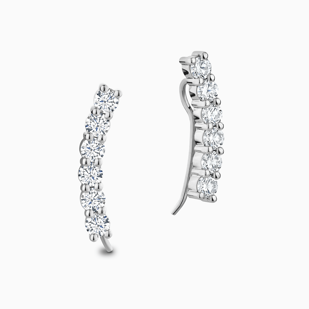 The Ecksand Diamond Crawler Earrings shown with Natural VS2+/ F+ in 18k White Gold