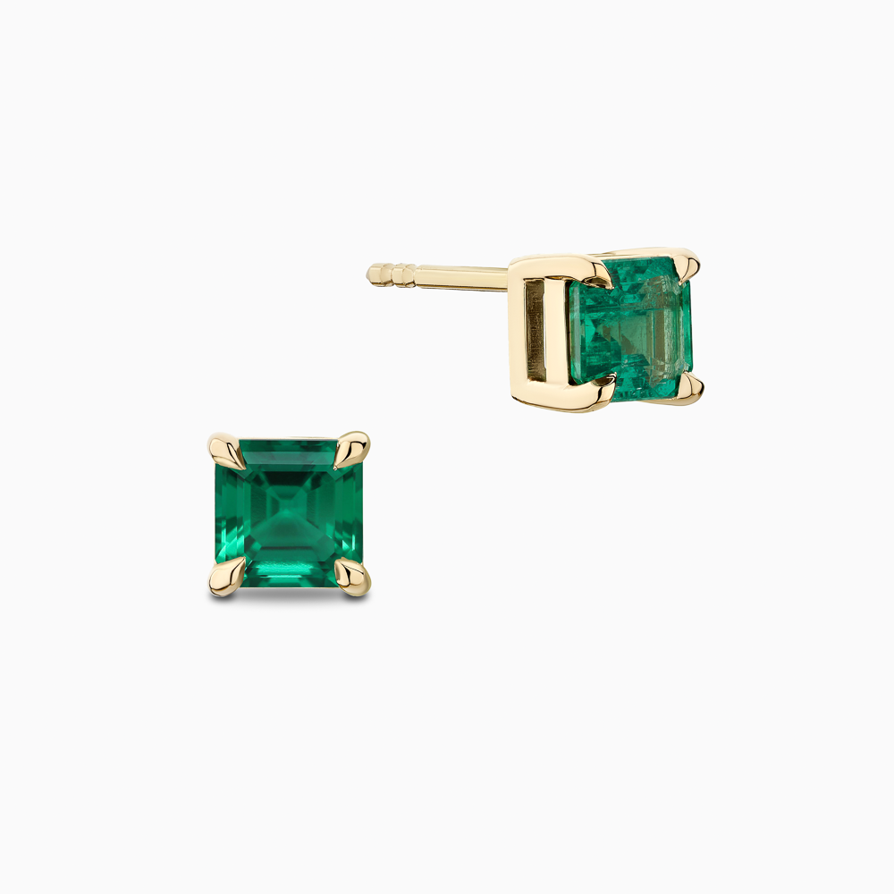 The Ecksand Asscher-Cut Emerald Stud Earrings shown with  in 18k Yellow Gold