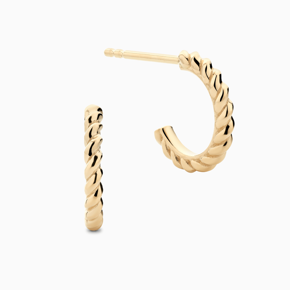 The Ecksand Twisted Gold Hoop Earrings shown with  in 14k Yellow Gold