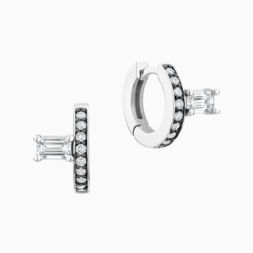 The Ecksand Blackened Gold Huggie Earrings With Side Diamonds shown with Natural VS2+/ F+ in 18k White Gold