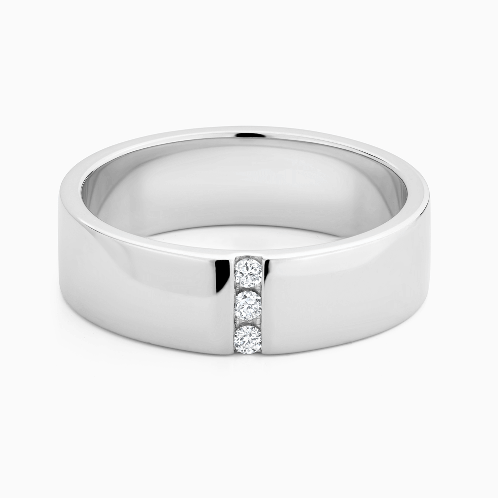 The Ecksand Three-Diamond Wedding Ring shown with  in 18k White Gold