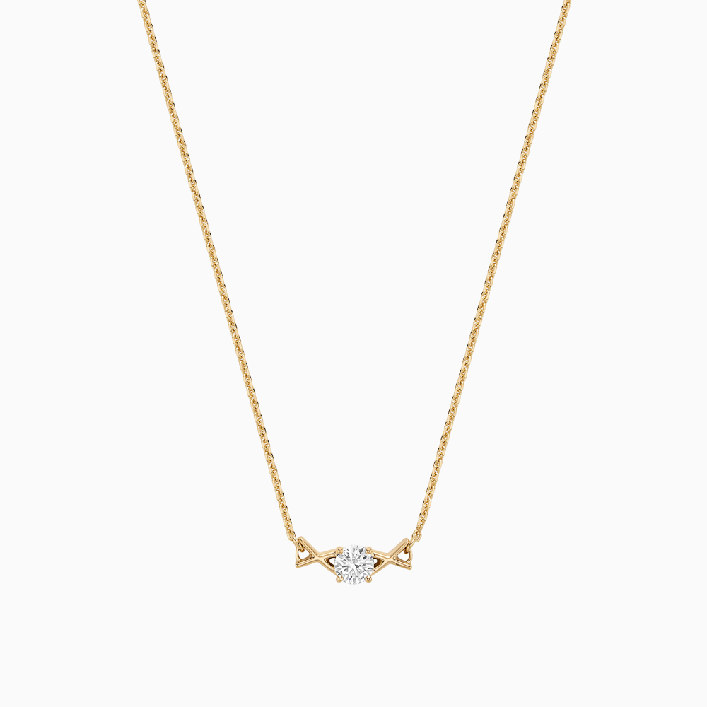 The Ecksand Interlocking X's Diamond Solitaire Necklace shown with Natural VS2+/ F+ in 14k Yellow Gold