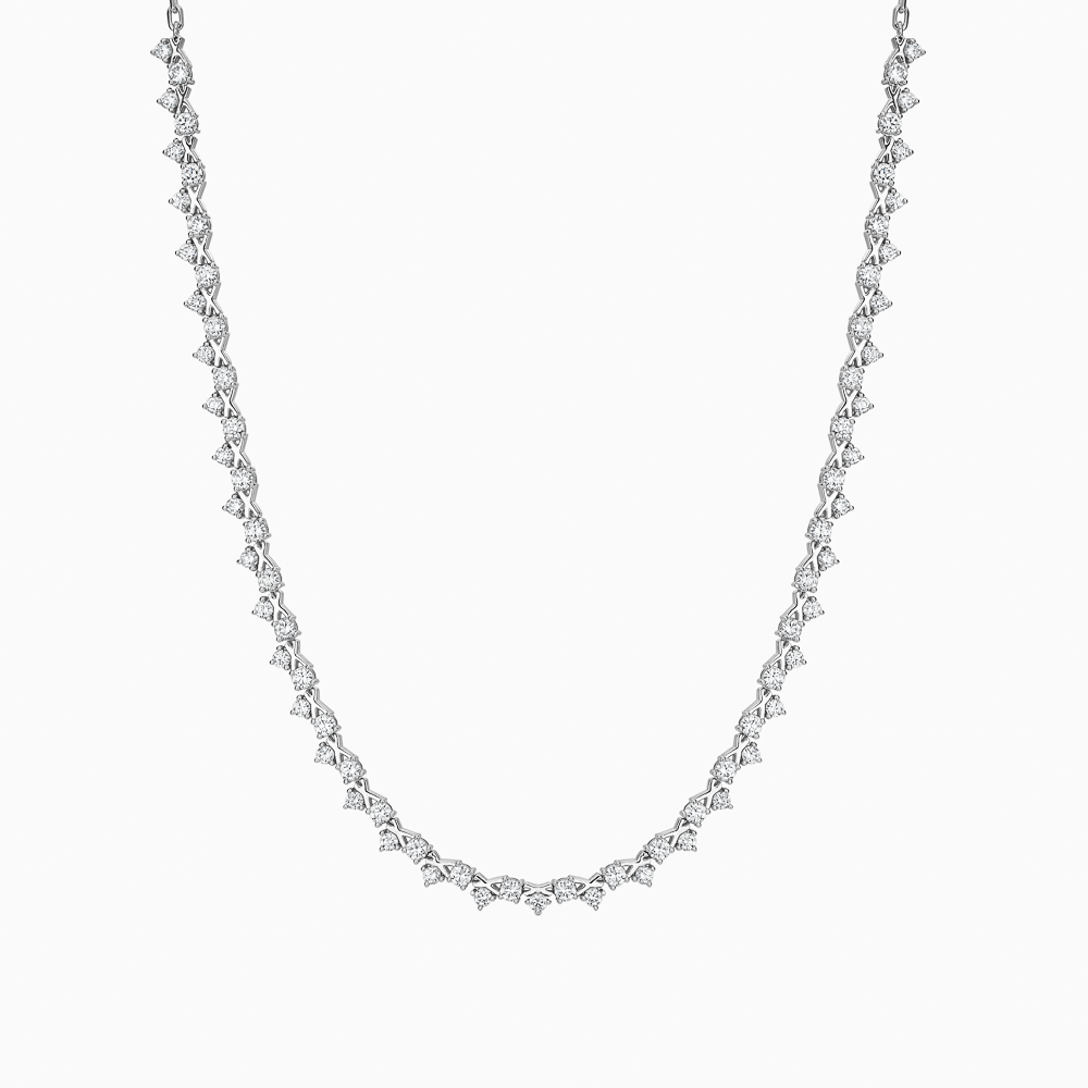 The Ecksand XO Diamond River Necklace shown with Natural VS2+/ F+ in 18k White Gold