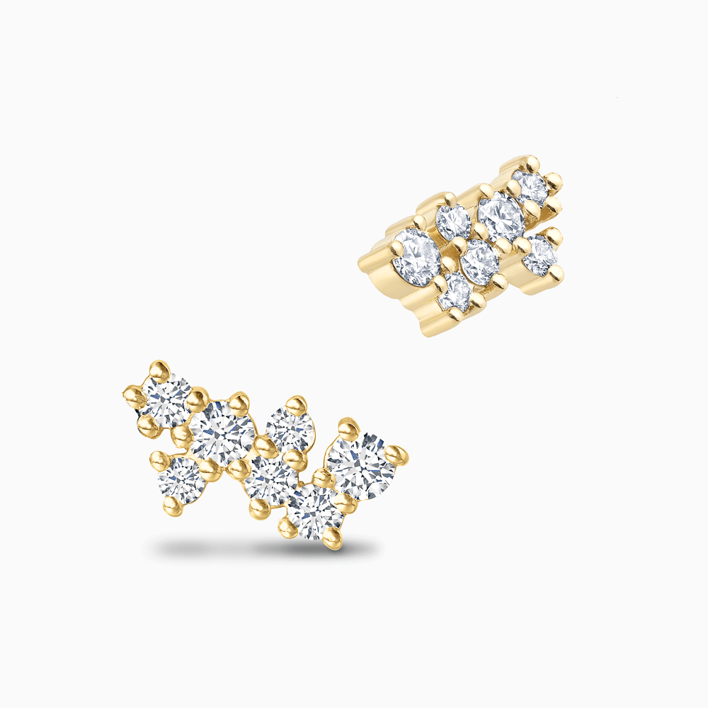 The Ecksand Cluster Diamond Crawler Earrings shown with Natural VS2+/ F+ in 18k Yellow Gold