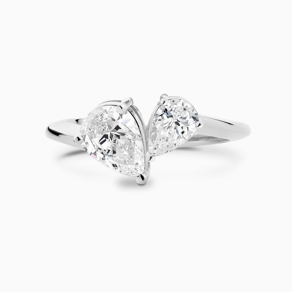 The Ecksand Two-Stone Pear-Cut Diamond Engagement Ring shown with Pear in 18k White Gold