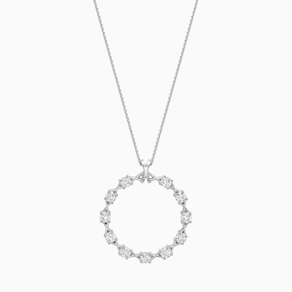 The Ecksand X's and O Diamond Pendant Necklace shown with Natural VS2+/ F+ in 18k White Gold