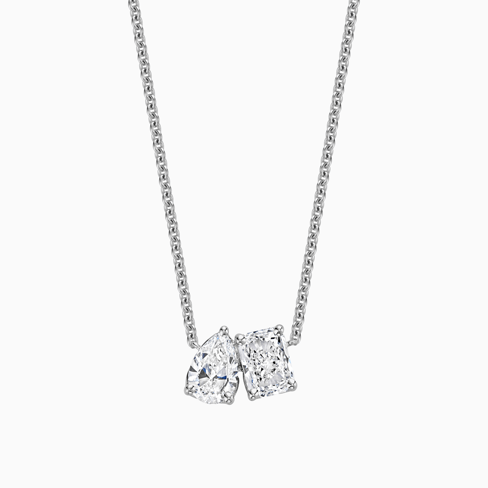 The Ecksand Toi et Moi Diamond Necklace shown with Lab-grown 0.40 ctw, VS2+/ F+ in 18k White Gold