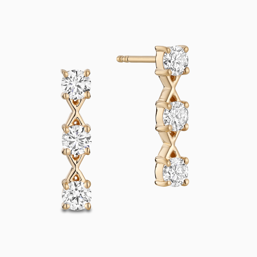 The Ecksand Interlocking X's Diamond Drop Earrings shown with Natural VS2+/ F+ in 14k Yellow Gold