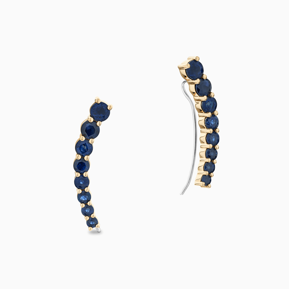 The Ecksand Cascading Blue Sapphire Crawler Earrings shown with  in 14k Yellow Gold