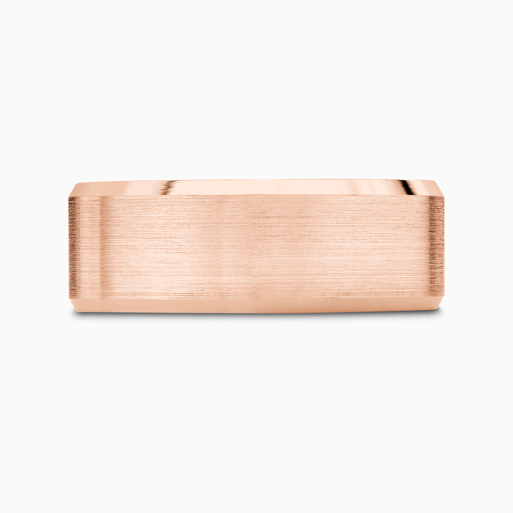 The Ecksand Thick Brushed Beveled Wedding Ring shown with Band: 7mm in 14k Rose Gold