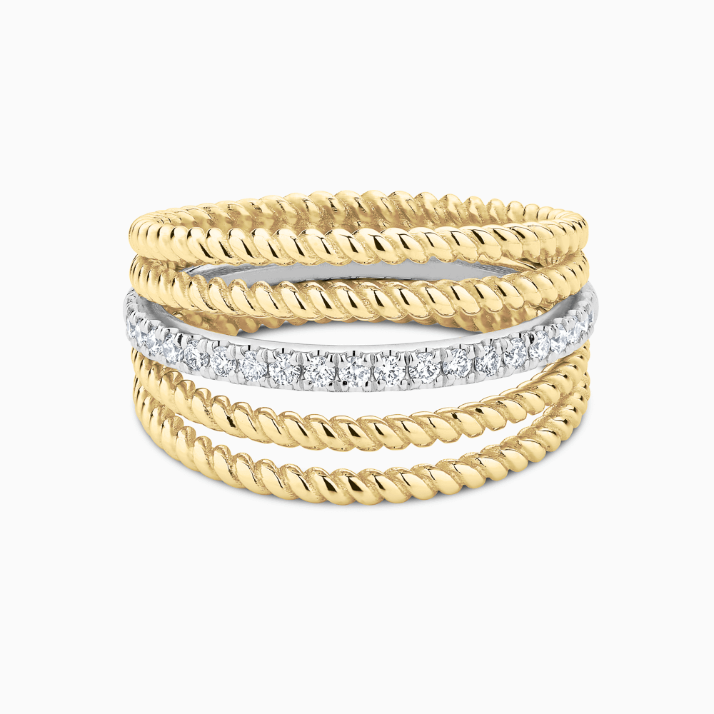 The Ecksand Diamond Pavé Fan Cuff Ring shown with Natural VS2+/ F+ in 14k Yellow Gold