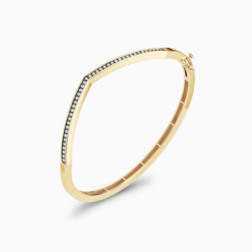 The Ecksand Signature Diamond Pavé Bangle with Blackened Gold shown with Natural VS2+/ F+ in 14k Yellow Gold