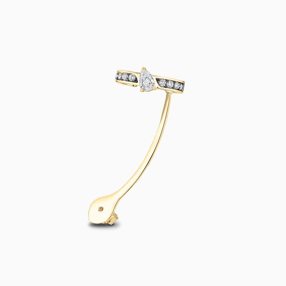 The Ecksand Single Conch Diamond Backing with Blackened Gold shown with Natural VS2+/ F+ in 18k Yellow Gold