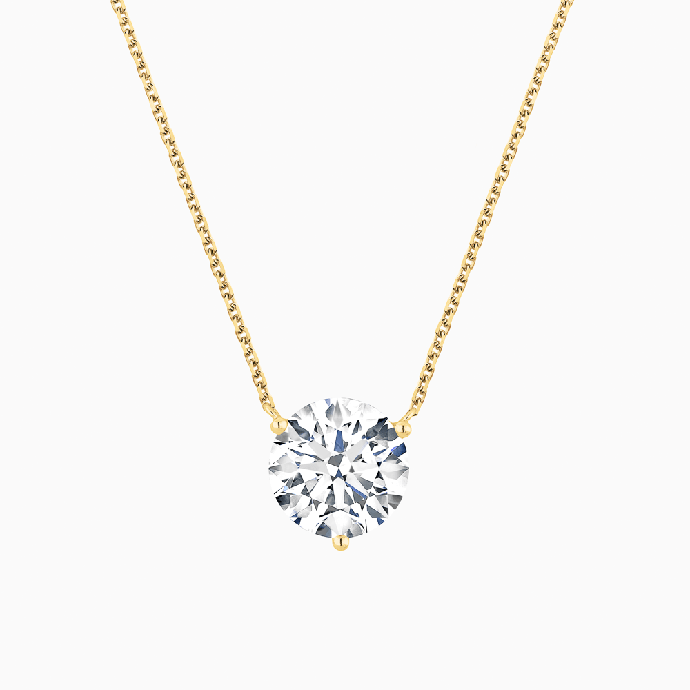 The Ecksand Solitaire Diamond Necklace shown with Natural 0.75ct, VS2+/ F+ in 18k Yellow Gold