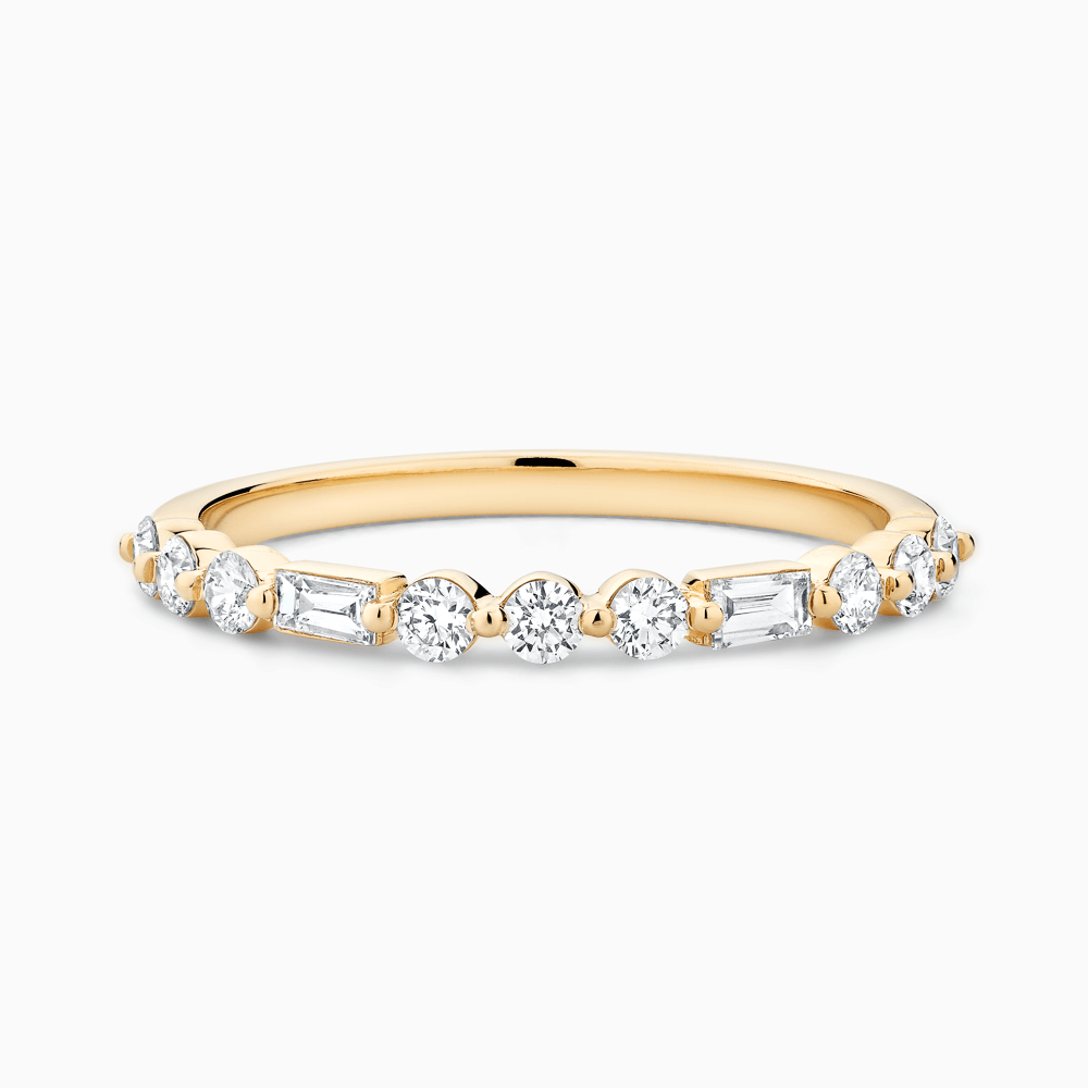 The Ecksand Round and Baguette Diamond Wedding Ring shown with Natural VS2+/ F+ in 18k Yellow Gold