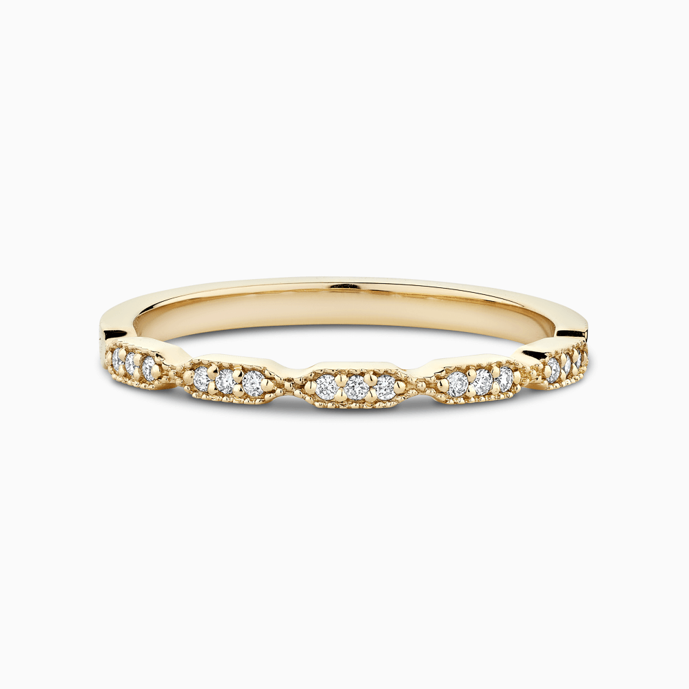 The Ecksand Diamond Wedding Ring with Milgrain Detailing shown with Natural VS2+/ F+ in 18k Yellow Gold