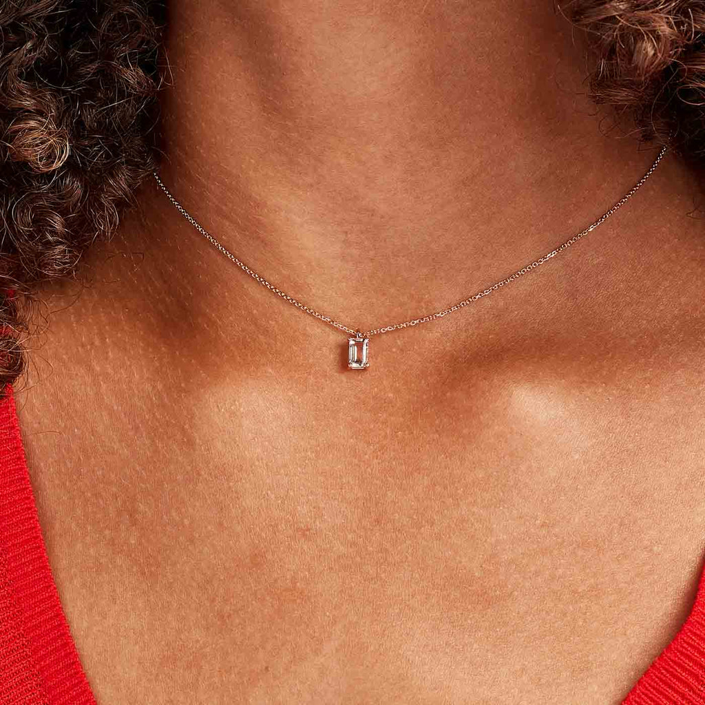 The Ecksand Emerald-Cut Morganite Pendant Necklace shown with  in 