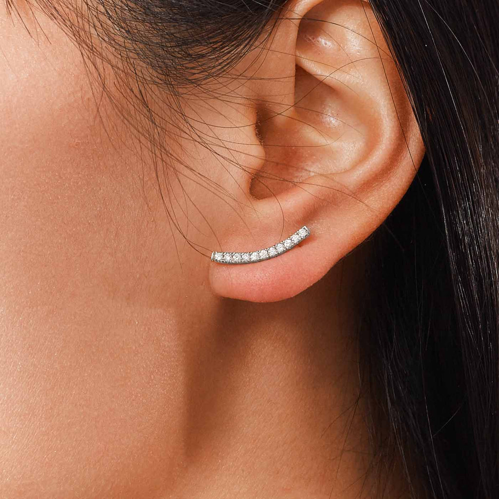 The Ecksand Diamond Pavé Long Stud Earrings shown with  in 