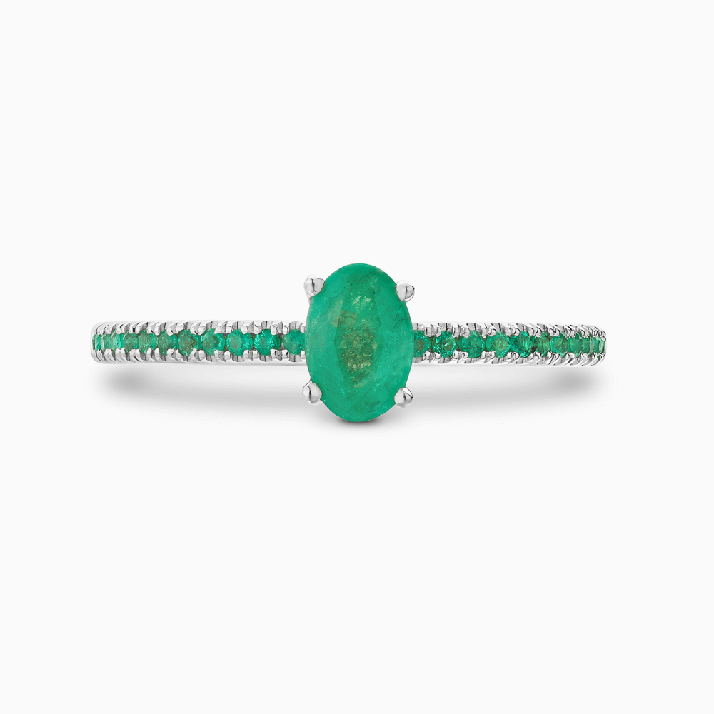 The Ecksand Emerald Engagement Ring with Emerald Pavé shown with  in Platinum
