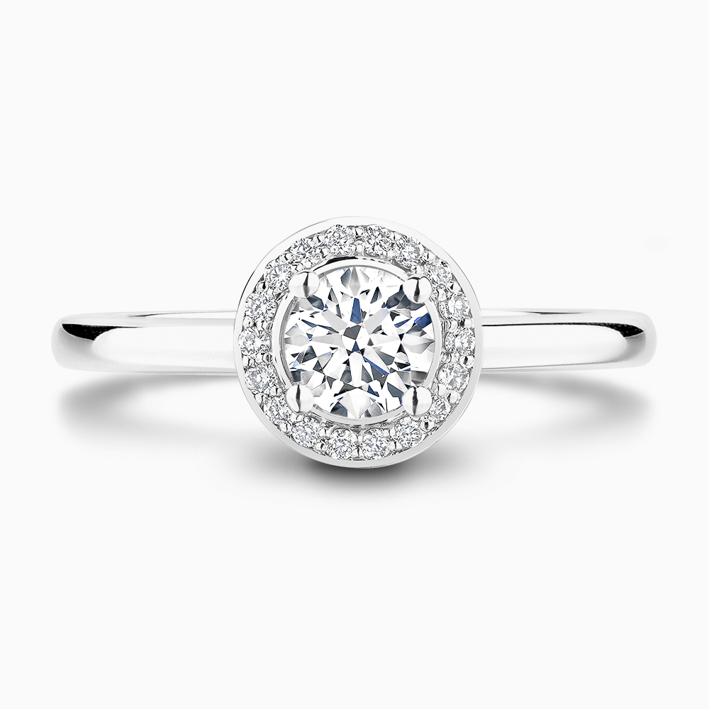 Bright Cut Diamond Halo Engagement Ring with Plain Band Ecksand