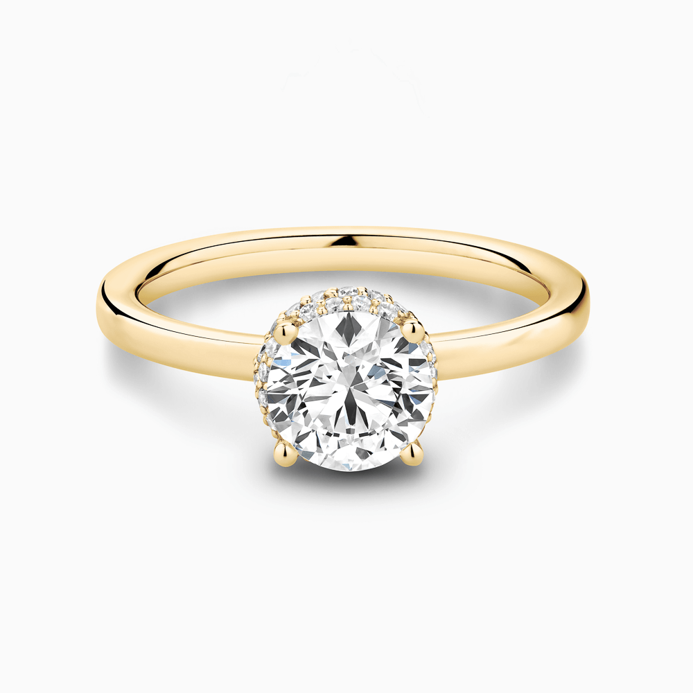 The Ecksand Hidden Halo Diamond Engagement Ring shown with Round in 18k Yellow Gold