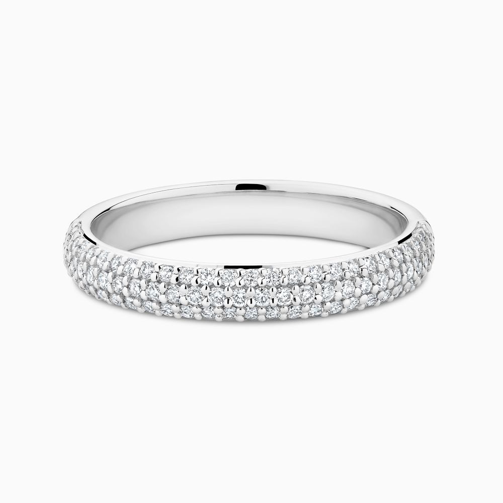 The Ecksand Micropavé Diamond Wedding Ring shown with Natural VS2+/ F+ in 18k White Gold