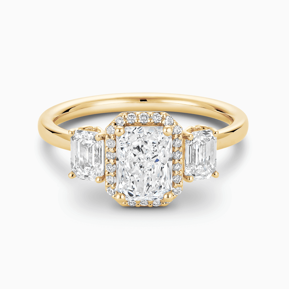 The Ecksand Knot-Basket Three-Stone Diamond Engagement Ring shown with  in 