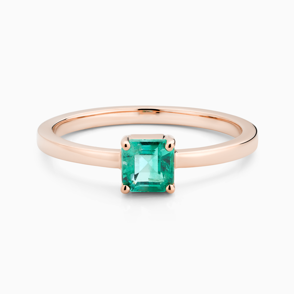 The Ecksand Solitare Emerald Engagement Ring shown with  in 14k Rose Gold