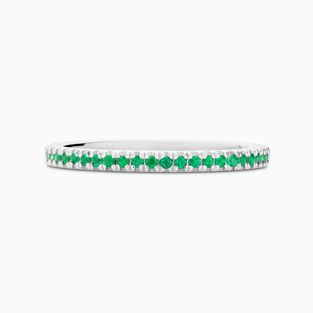 The Ecksand Timeless Emerald Pavé Wedding Ring shown with Stones: 1 mm (0.10+ ctw) | Band: 1.7 mm in Platinum