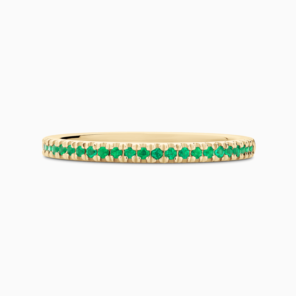 The Ecksand Timeless Emerald Pavé Wedding Ring shown with Stones: 1 mm (0.10+ ctw) | Band: 1.7 mm in 18k Yellow Gold