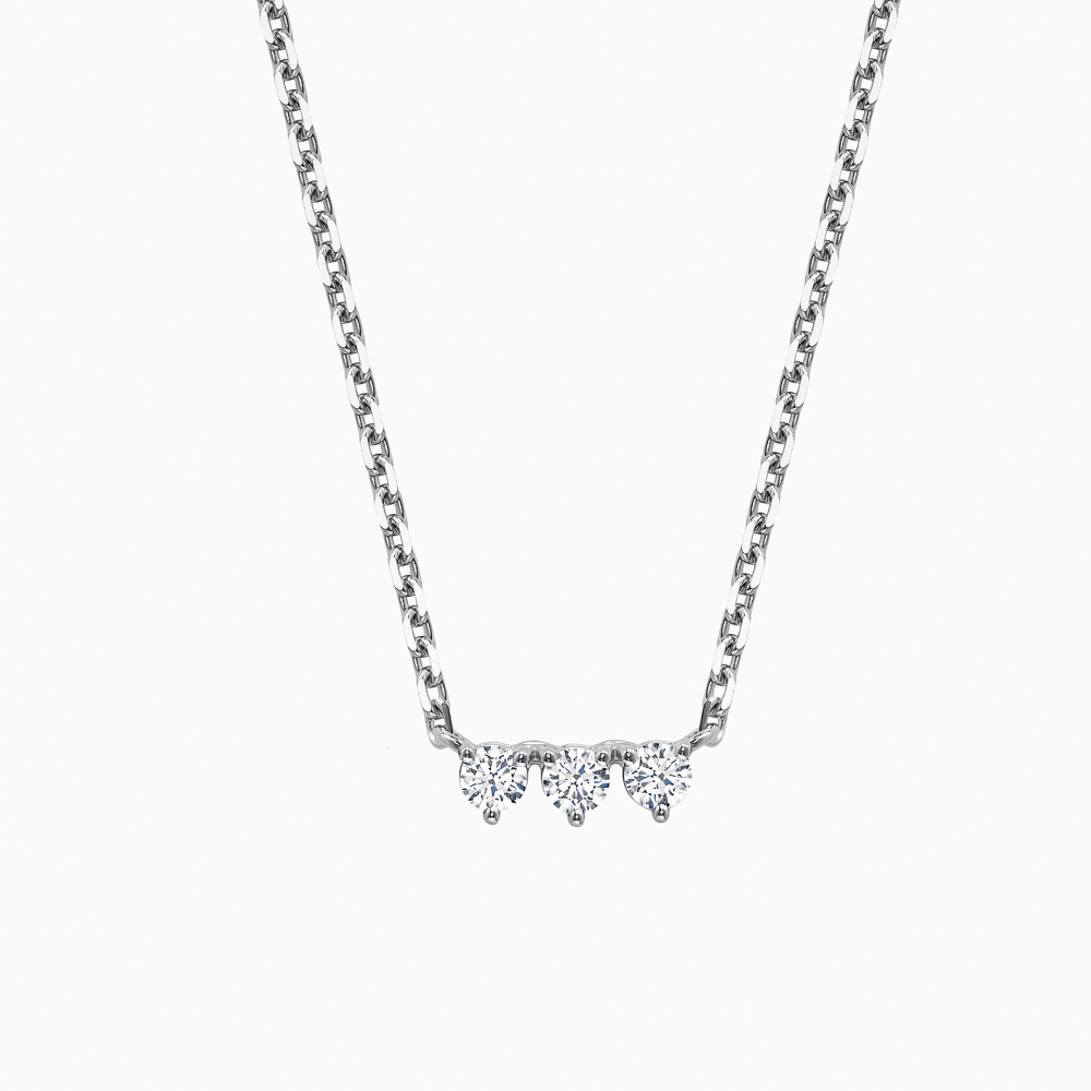 The Ecksand Three-Diamond Bar Necklace shown with Natural VS2+/F+ in 18k White Gold