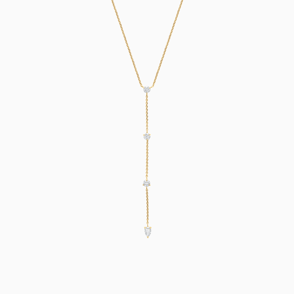 The Ecksand Four-Diamond Lariat Necklace shown with Natural VS2+/F+ in 18k Yellow Gold