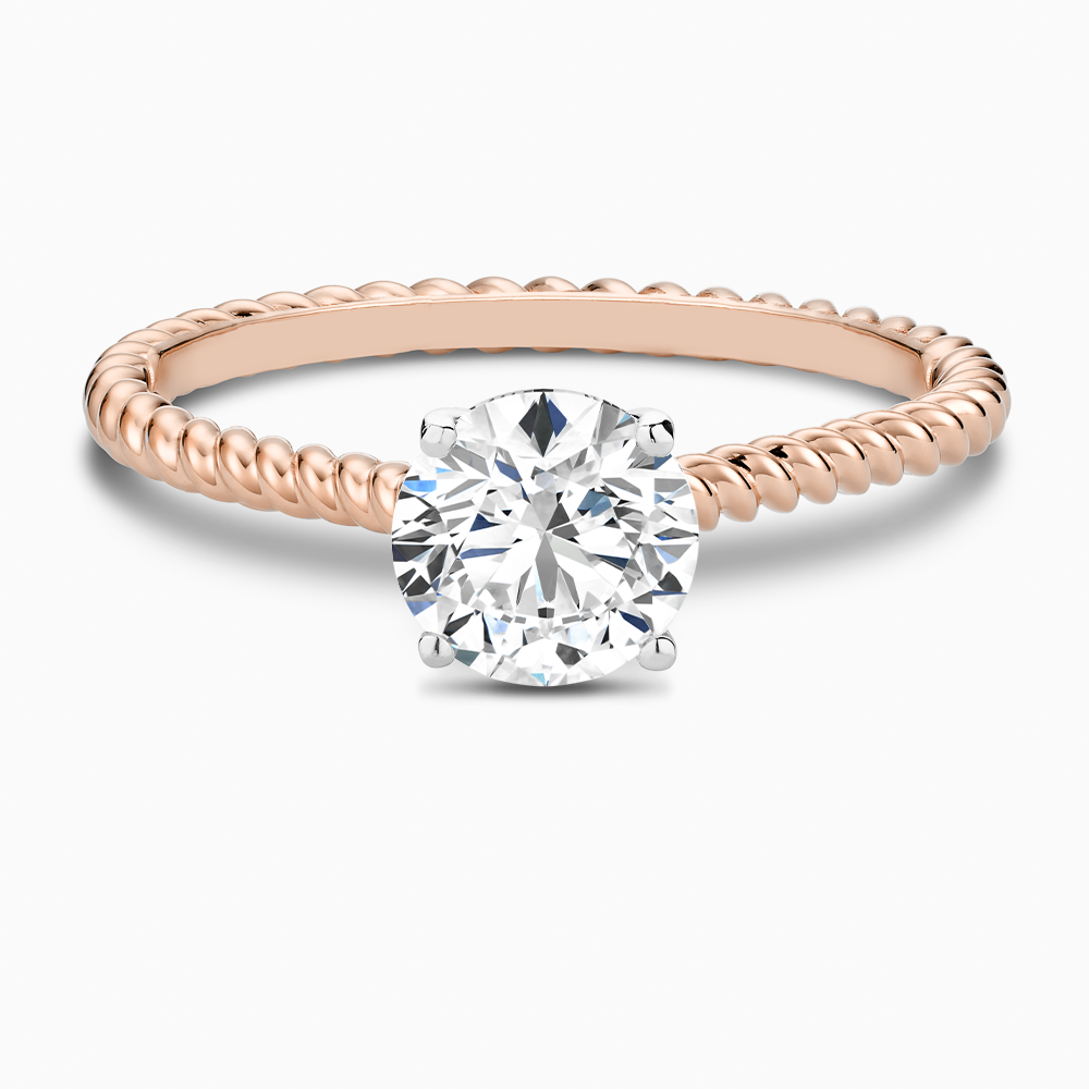 The Ecksand Twisted Diamond Solitaire Engagement Ring shown with Round in 14k Rose Gold