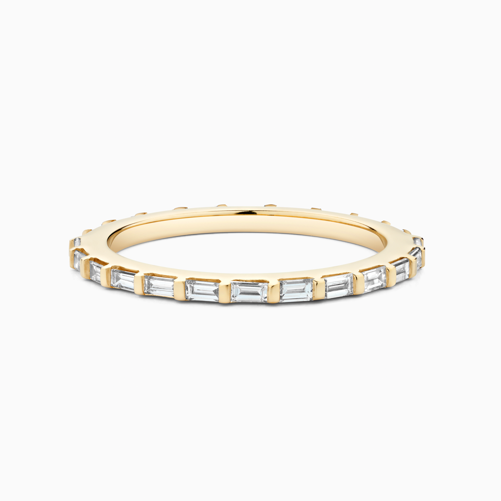 The Ecksand Semi-Eternity Baguette Diamond Wedding Ring shown with Lab-grown VS2+/ F+ in 18k Yellow Gold
