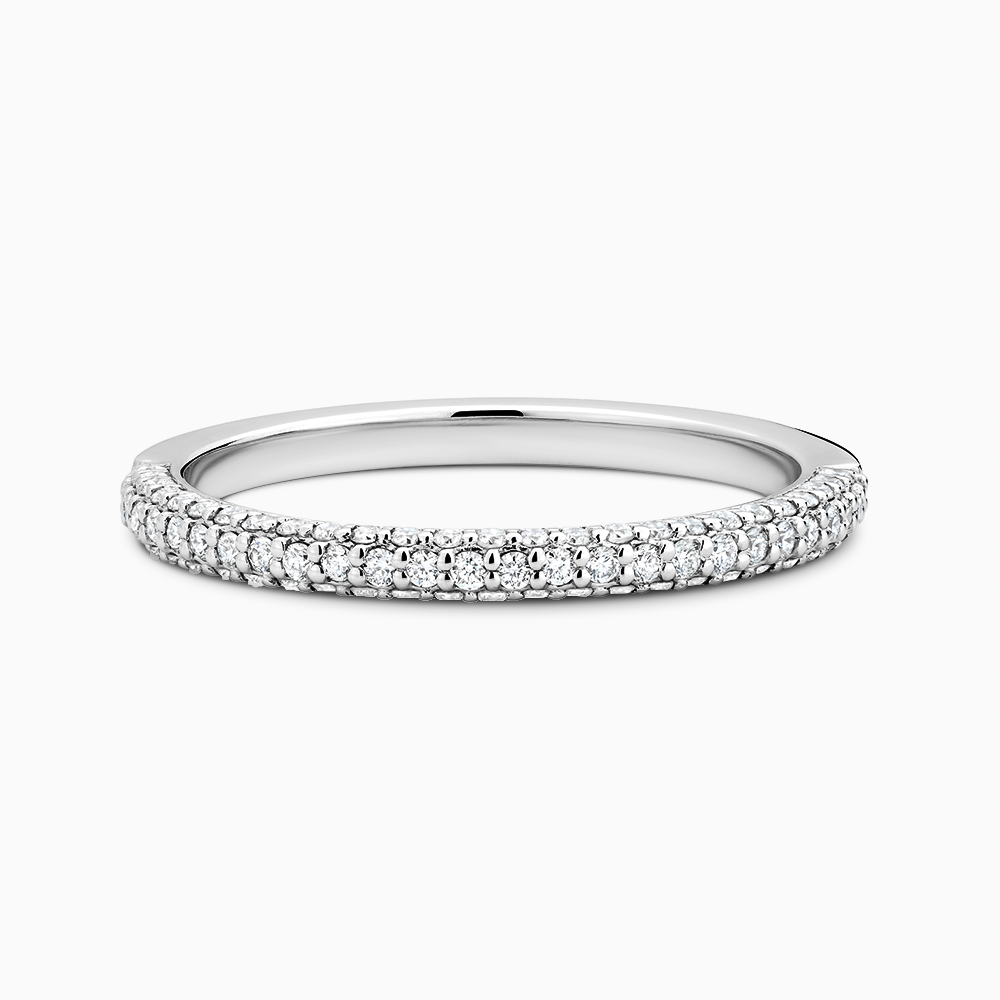 The Ecksand Diamond Pavé Wedding Ring shown with Natural VS2+/ F+ in 18k White Gold