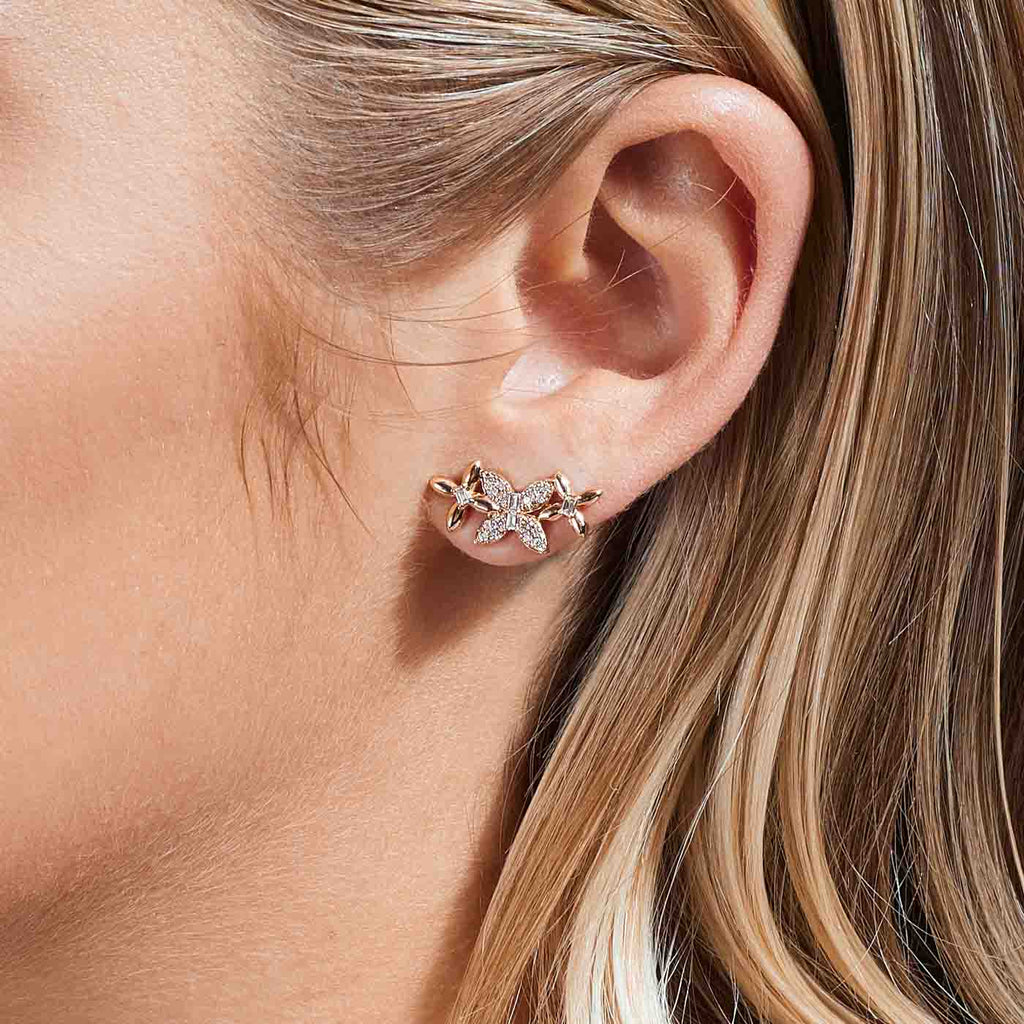 The Ecksand Butterfly Trio Diamond Earrings shown with  in 