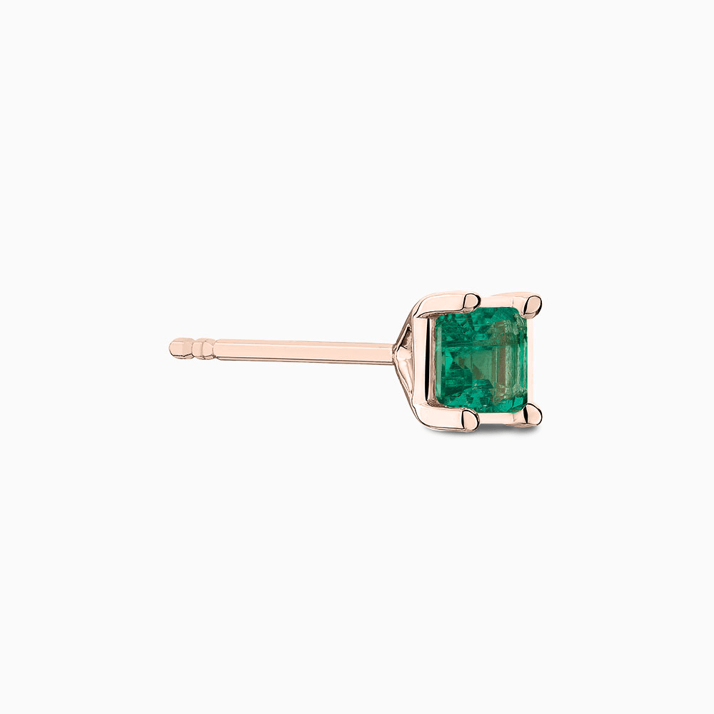The Ecksand Princess-Cut Emerald Single Stud Earring shown with  in 14k Rose Gold