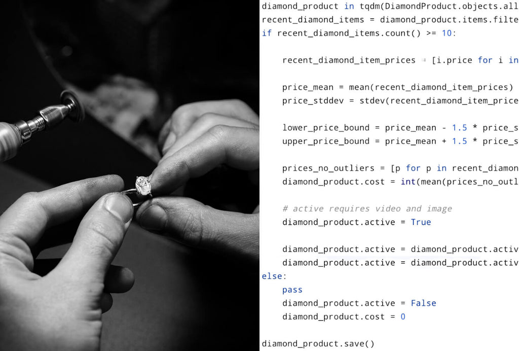 A Canadian-made oval diamond engagement ring being handcrafted in Ecksand's Montreal atelier.