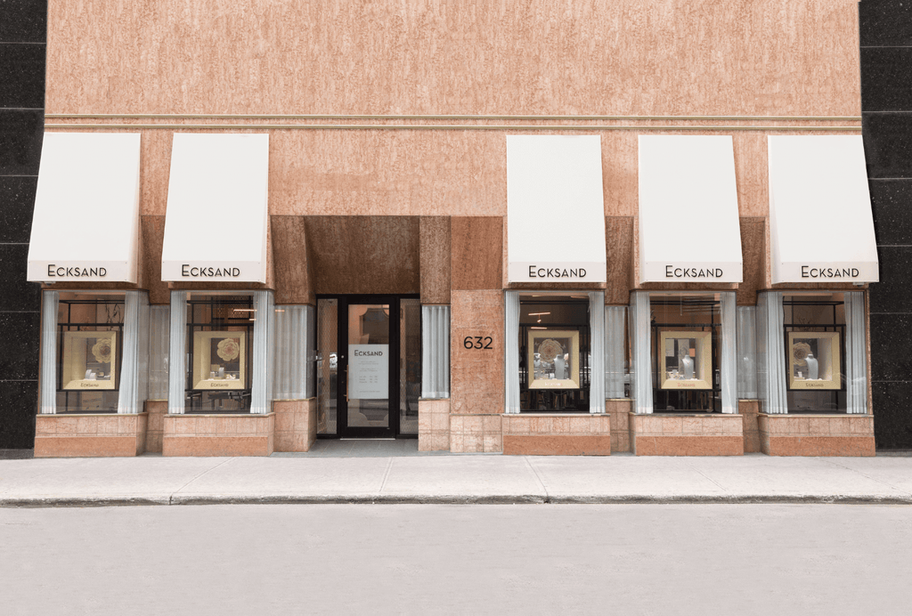 Exterior of the Ecksand Montreal jewelry store, home to fine Canadian-made engagement rings and jewelry.