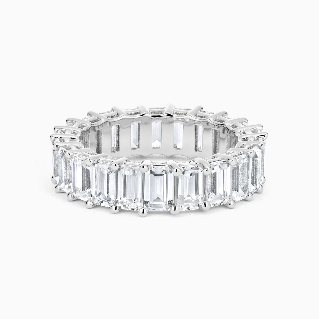 The Ecksand Thick Emerald-Cut Full-Eternity Ring shown with Natural VS2+/ F+ in 14k White Gold