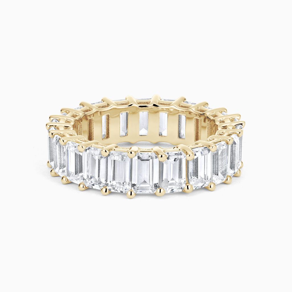 The Ecksand Thick Emerald-Cut Full-Eternity Ring shown with Natural VS2+/ F+ in 14k Yellow Gold