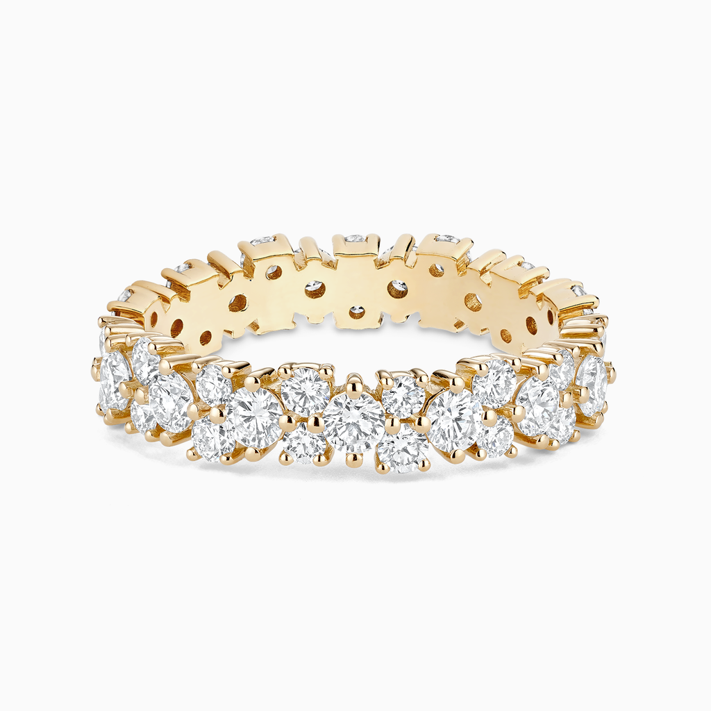 The Ecksand Interlocking Diamond Eternity Ring shown with Natural VS2+/ F+ in 14k Yellow Gold