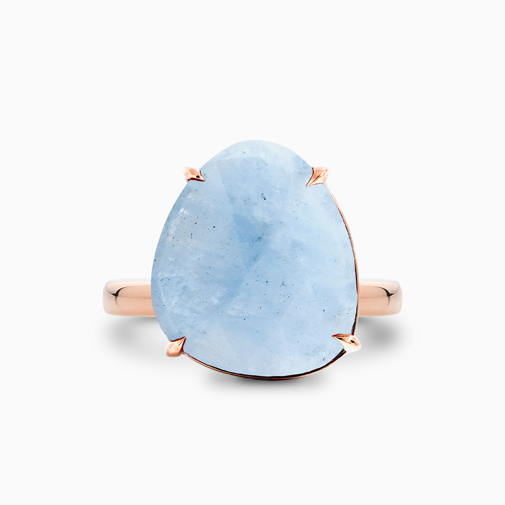 The Ecksand Rose-Cut Aquamarine Cocktail Ring shown with  in 14k Rose Gold