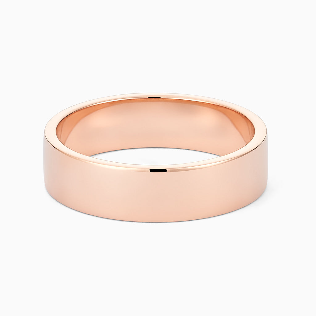 The Ecksand Thick Flat Mirror-Finish Wedding Ring shown with Band: 5mm in 14k Rose Gold