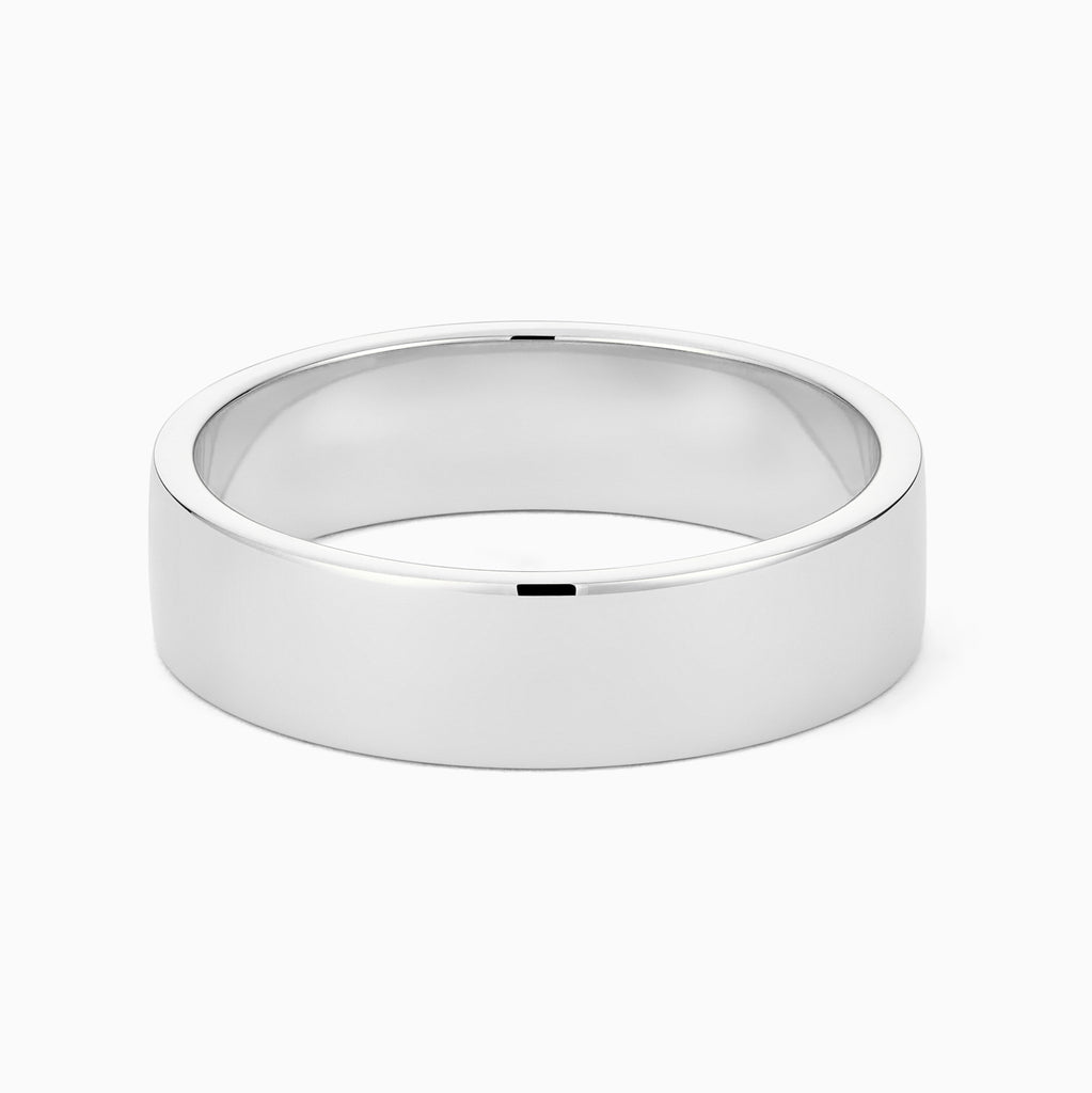 The Ecksand Thick Flat Mirror-Finish Wedding Ring shown with Band: 5mm in 18k White Gold