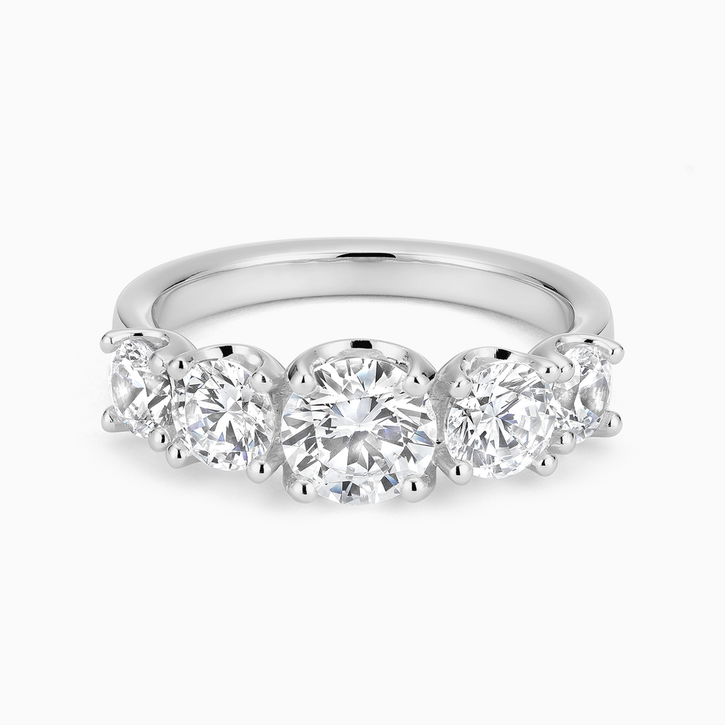 The Ecksand Five Diamond Ring shown with Natural VS2+/ F+ in 14k White Gold