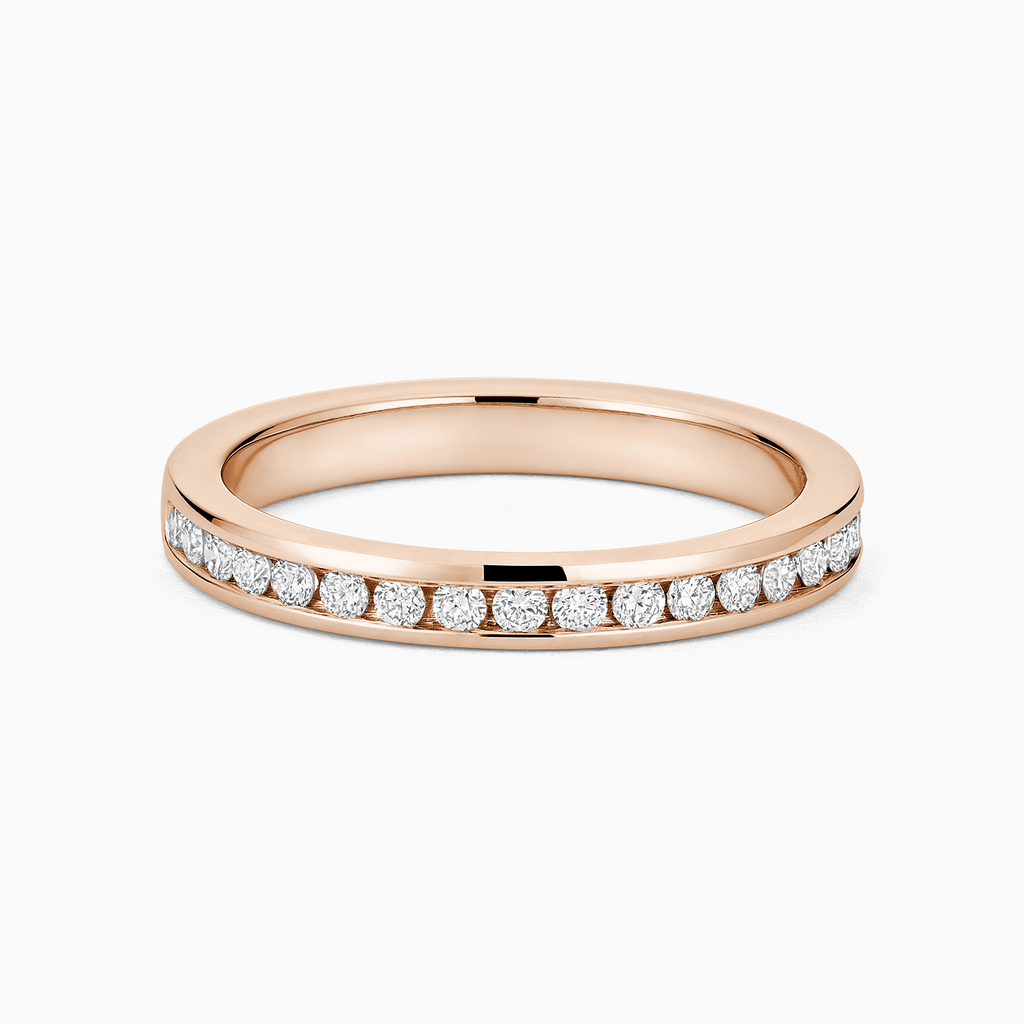 The Ecksand Channel-Set Diamond Wedding Ring shown with Natural VS2+/ F+ in 14k Rose Gold