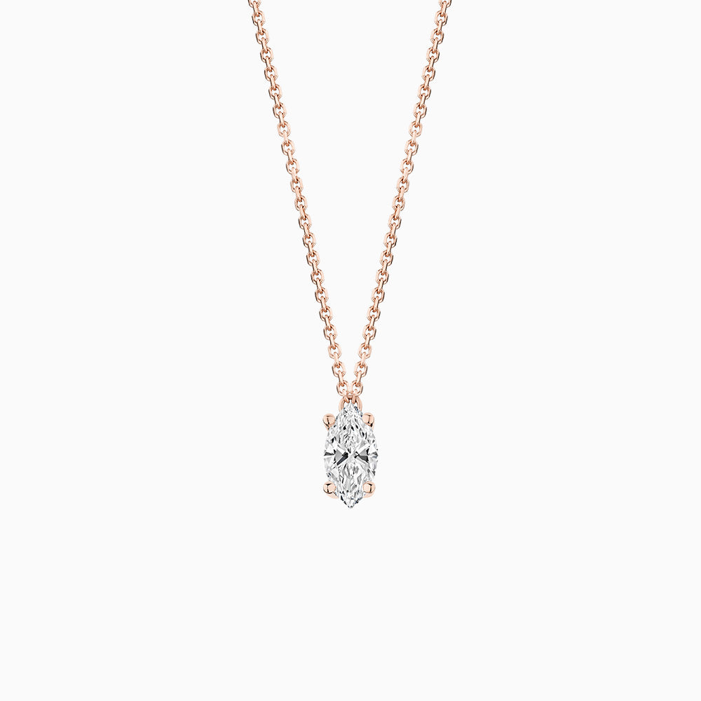 The Ecksand Marquise-Cut Diamond Pendant Necklace shown with Lab-grown 0.20 ct, VS2+/ F+ in 18k Rose Gold