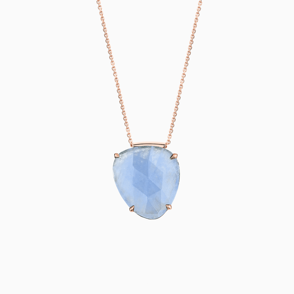 The Ecksand Rose-Cut Aquamarine Pendant Necklace shown with  in 14k Rose Gold